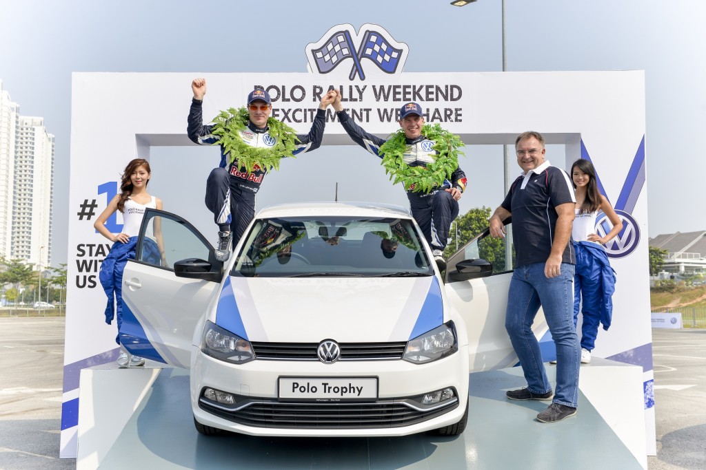 Volkswagen WRC drivers Jari-Matti Latvala, Miikka Anttila and Mr Armin Keller, Managing Director of Volkswagen Group Malaysia launching the Polo Trophy