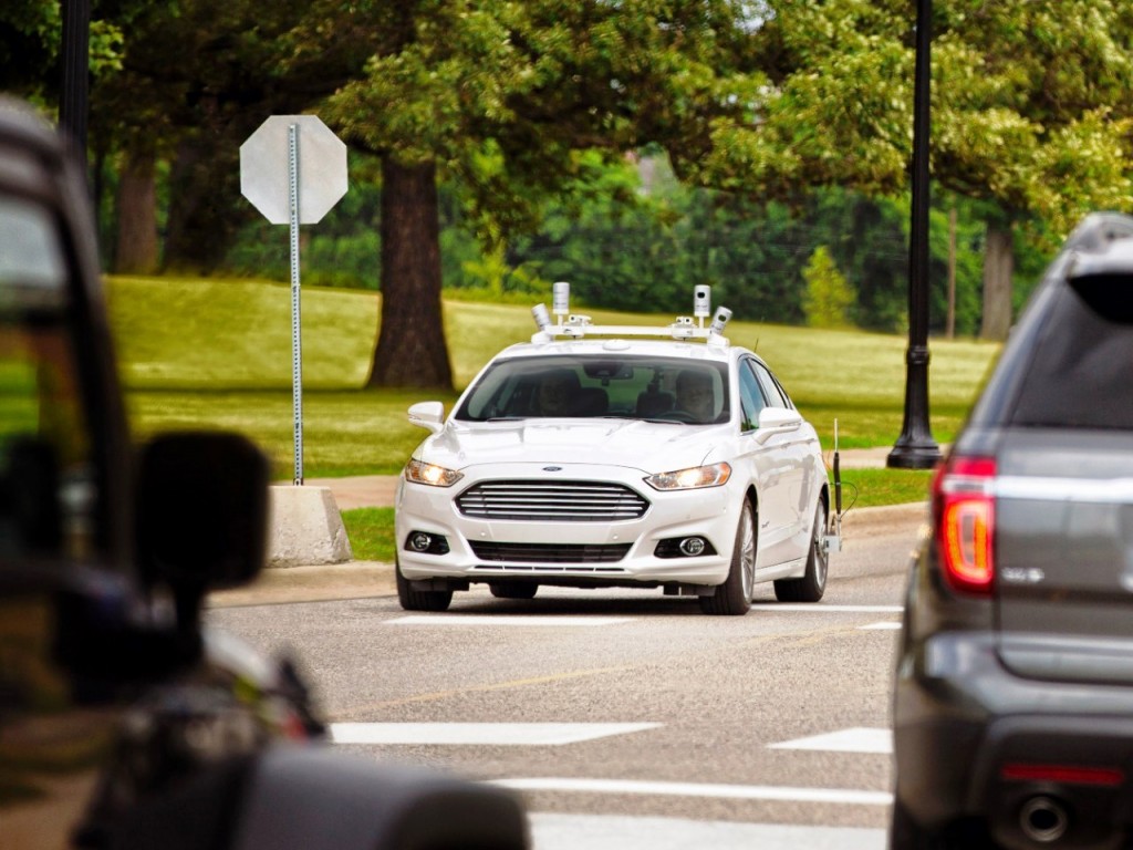 Ford Fusion Hybrid Autonomous Vehicle on the road