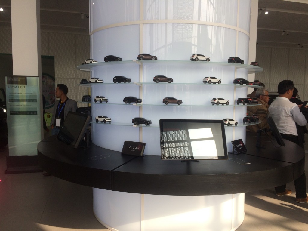 Lynk_Co lobby area where it showcases its car miniatures